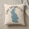 Pillow with blue Lake Monticello map and "Lake Monticello South Carolina" text.
