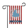 Red and white striped garden flag with Lake St. Clair map and "The Smith Family."