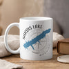 White mug with Sardis Lake Mississippi map and compass design.