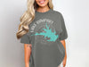Gray t-shirt with Lake Rampart Colorado map and compass graphic.