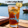 Glass of iced tea with a lemon slice, featuring Lake Harding map design.