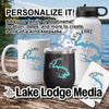 Mug, tumbler, water bottle, and coaster featuring Spoon Lake map design.