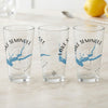 Three clear glasses with "Lake Seminole Georgia" and a compass rose map design.