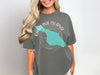 Gray t-shirt with Catalina Island map and compass design and text.