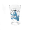 Clear glass pint glass with blue Lake Tawakoni map and text.