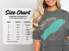 Comfort Colors 1717 heavyweight adult tee size chart with width and length measurements in inches.