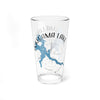 Clear glass pint glass with "Pokegama Lake" and a blue lake outline.