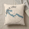 Alder Lake Washington map on a square cream pillow with a compass rose graphic.
