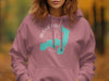 Pink hoodie with Augur Lake, compass, and New York graphic.