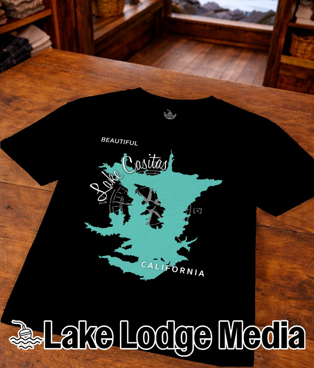 Lake Casitas California Map Design T-Shirt or Sweatshirt