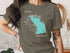 Olive green t-shirt featuring Lake Santuka map with compass and "Oklahoma".