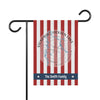 Garden flag with red and white stripes, Stonewall Jackson Lake map, and "The Smith Family."