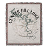 Woven blanket with Center Hill Lake map and compass rose design.