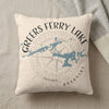 Cream pillow with Greers Ferry Lake map, compass rose, and Arkansas text.