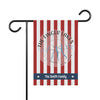 Garden flag with red and white stripes, compass, and "The Smith Family" text.