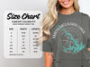 Comfort Colors 1717 heavyweight adult tee size chart with width and length measurements.