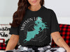 Black t-shirt with Watson Lake Arizona map design and compass graphics.