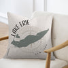 Pillow with Lake Erie map, compass rose, and "New York" text.