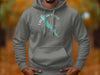 Grey hoodie with Lake San Pablo map and compass design.