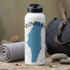 White water bottle with blue Mississippi map and "WINNEBAGO" text.