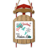 Sled ornament with "Merry Christmas FROM Madison Lakes" and teal map outlines.