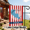 Sandhill Lake Wisconsin flag with red and white stripes and personalized text.