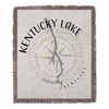 Woven blanket with "Kentucky Lake" text, compass rose, and lake outline.