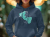 Navy hoodie with Sylvan Lake map design and South Dakota text.