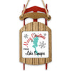 Sled ornament with "Merry Christmas From Lake Sunapee" text and teal map.