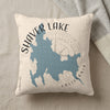 Shaver Lake California map with compass rose on a textured pillow.