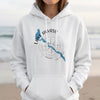 White hoodie with a blue Lake Havasu Arizona graphic and compass design.