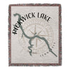 Woven blanket featuring a grey Pickwick Lake map over a compass rose and "Tennessee" text.