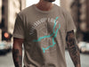 Taupe t-shirt with a distressed compass design featuring Shuswap Lake, British Columbia.