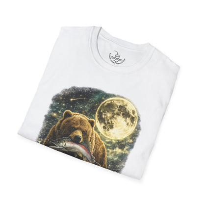 Kodiak Brown Bear Night Fishing with Salmon T-Shirt Midnight Hunting Rustic Forest Animal Art Gift Shirt ULTRA SOFT Shirt