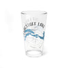 Clear glass pint glass with Flagstaff Lake map design and compass rose.