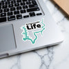 Summersville Life sticker in aqua and black on a laptop.