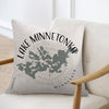 Decorative pillow with Lake Minnetonka map and Minnesota text.