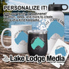 Personalized mug, tumbler, and water bottle with "Little Turtle Lake" map design.