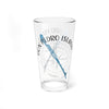 Clear glass pint glass with compass, crossed oars, and "DON PEDRO ISLAND FLORIDA" text.
