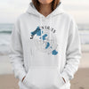 White hoodie with "Madison Lakes Wisconsin" text and lake outlines over a compass graphic.