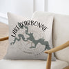 Pillow with Lake D'Arbonne Louisiana map and compass design
