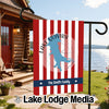 Garden flag with red and white stripes, Lake Quivira map, and "The Smith Family."