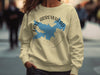 Cream sweatshirt with Lake Arrowhead California map and compass graphic.