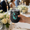 Black tumbler held by hand featuring Broadway Lake map and compass in South Carolina.