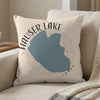 Hauser Lake Idaho map design on a cream pillow with text.