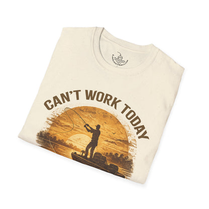 Can't Work Today My Arm Is In A Cast T-Shirt | Funny Fishing Shirt Sunset Design Gift for Anglers and Fisherman