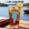 Glass of iced tea with lemon, featuring a blue silhouette of Wisconsin and "Lake Winnebago" text.