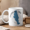 White mug with Conneaut Lake map and compass design, "PENNSYLVANIA" text.