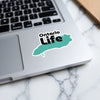 Sticker with text "Ontario Life" on a blue outline matching the shape of Ontario.