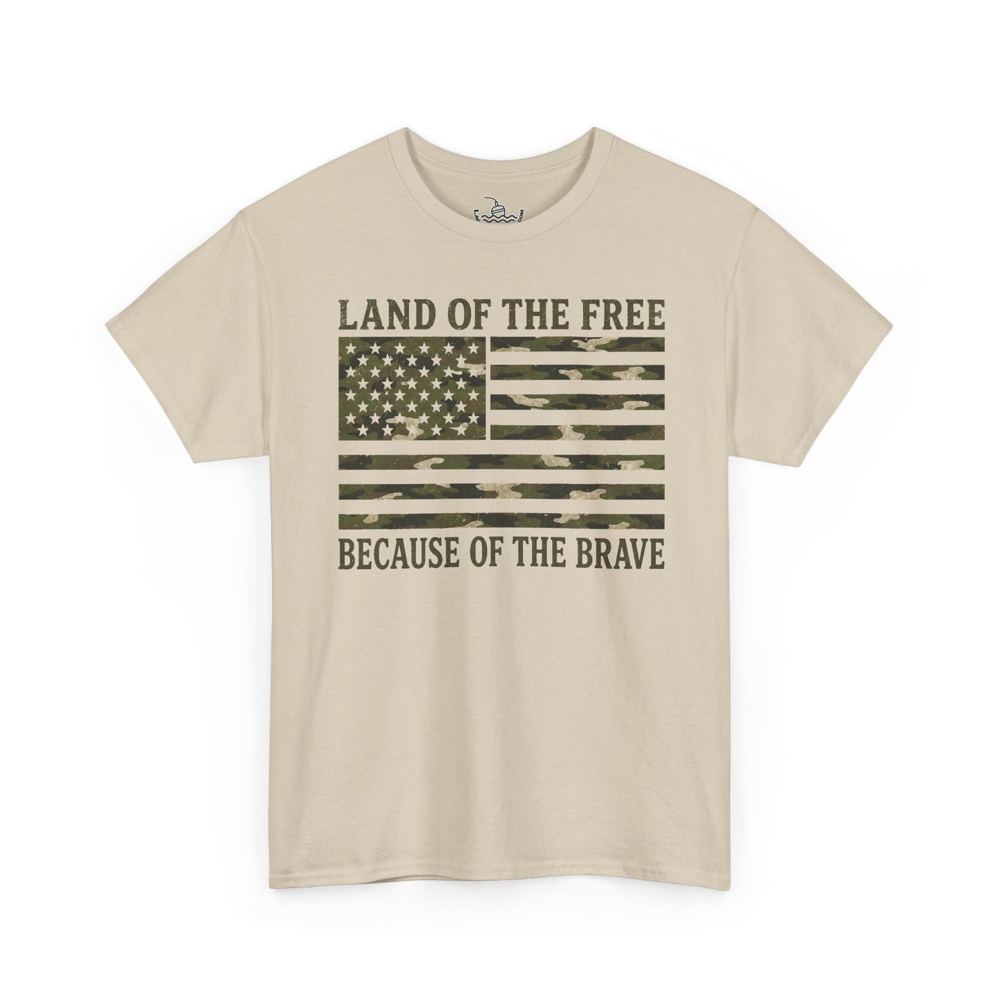 Land of the Free Because of the Brave T-Shirt | American Flag Tee | Patriotic Camo for Veterans and Fourth of July